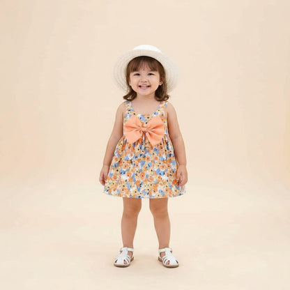 Robe Fille Été avec Chapeau Assorti | Ensemble Fleuri 1-3 ans🌸