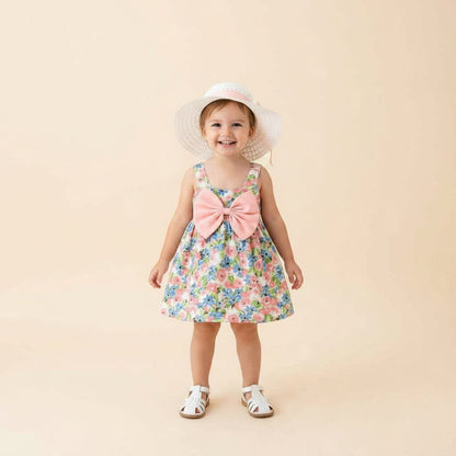 Robe Fille Été avec Chapeau Assorti | Ensemble Fleuri 1-3 ans🌸