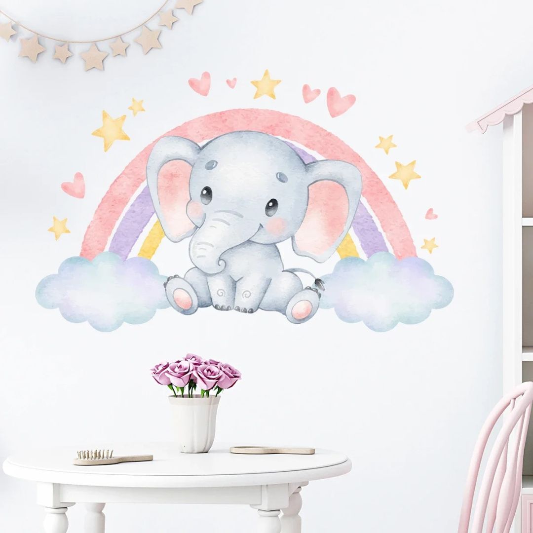 Stickers arc en ciel éléphant - Choupinoo