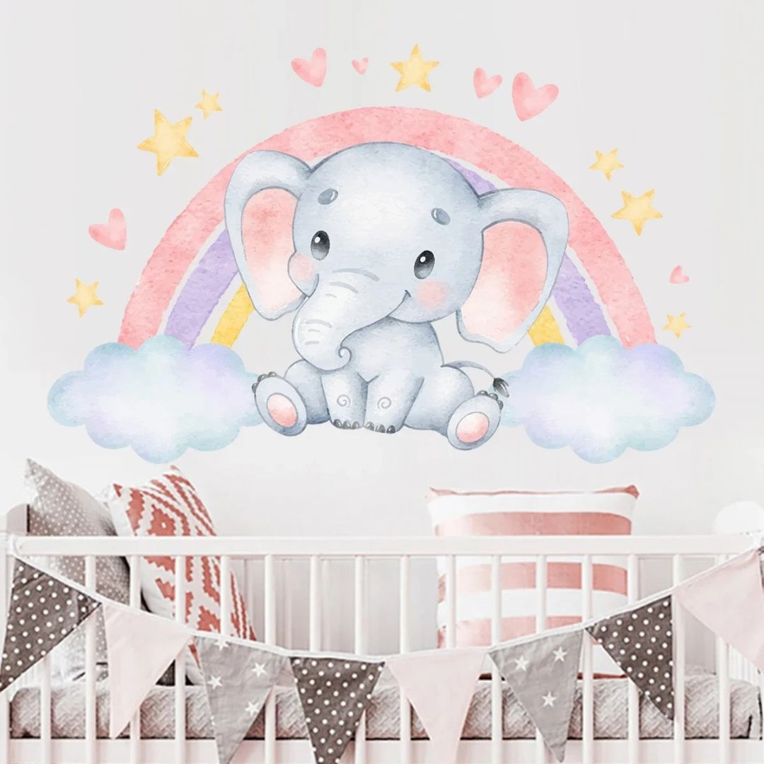 Stickers arc en ciel éléphant - Choupinoo