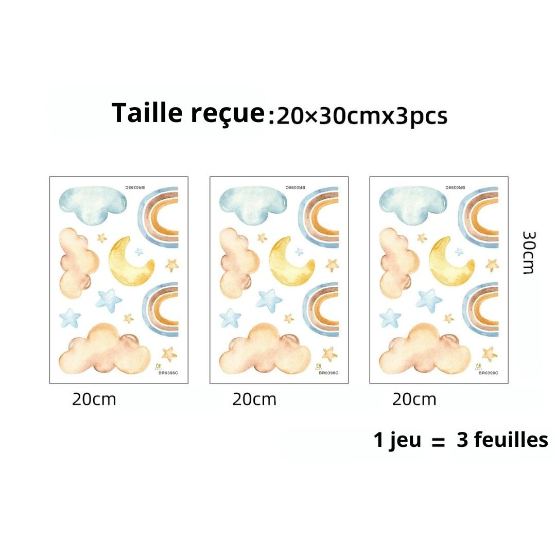 Stickers arc en ciel étoile et lune - Choupinoo