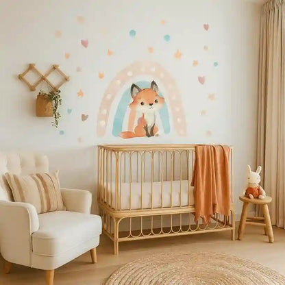 Stickers chambre bebe renard arc en ciel - Choupinoo