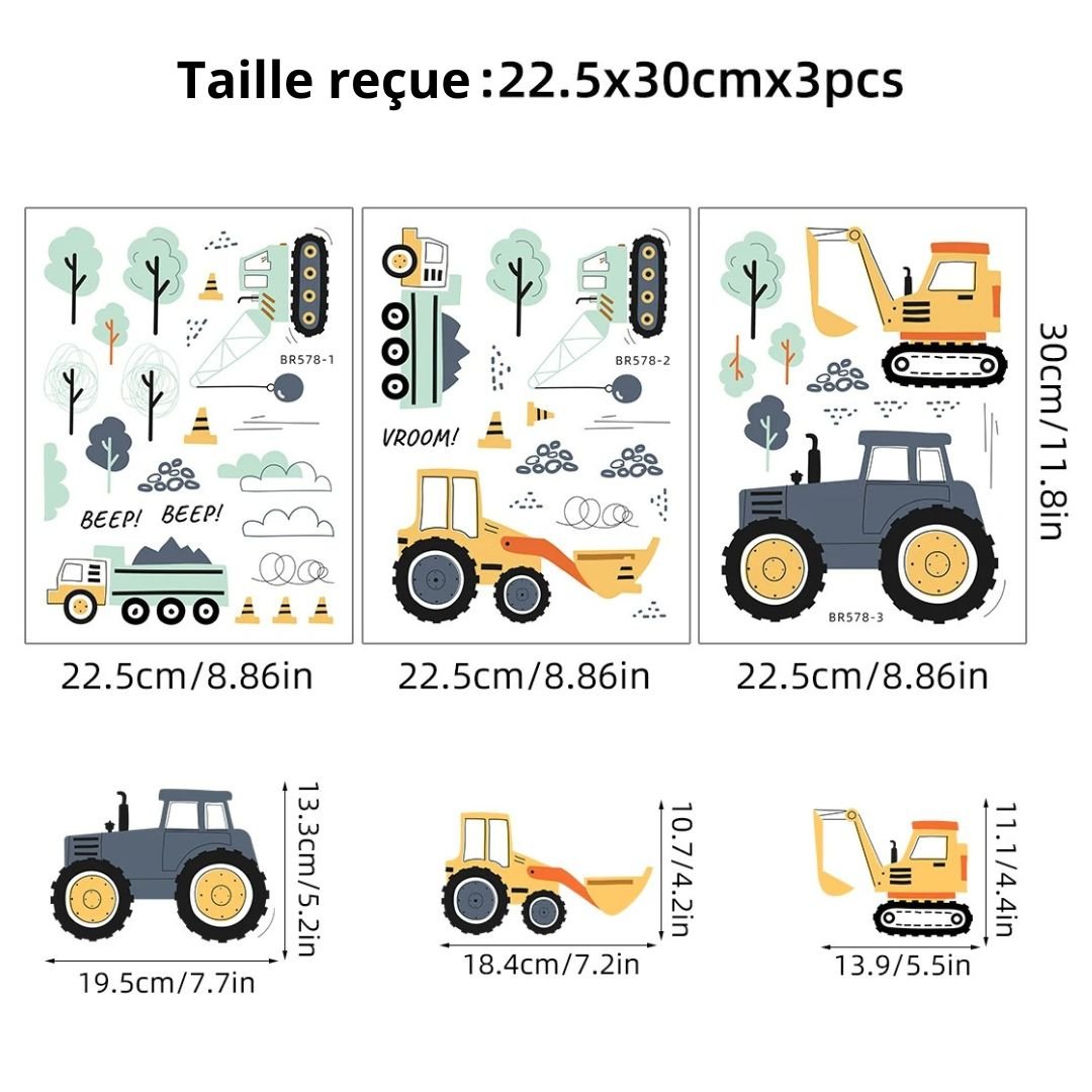Stickers chambre bebe tracteurs agricoles - Choupinoo