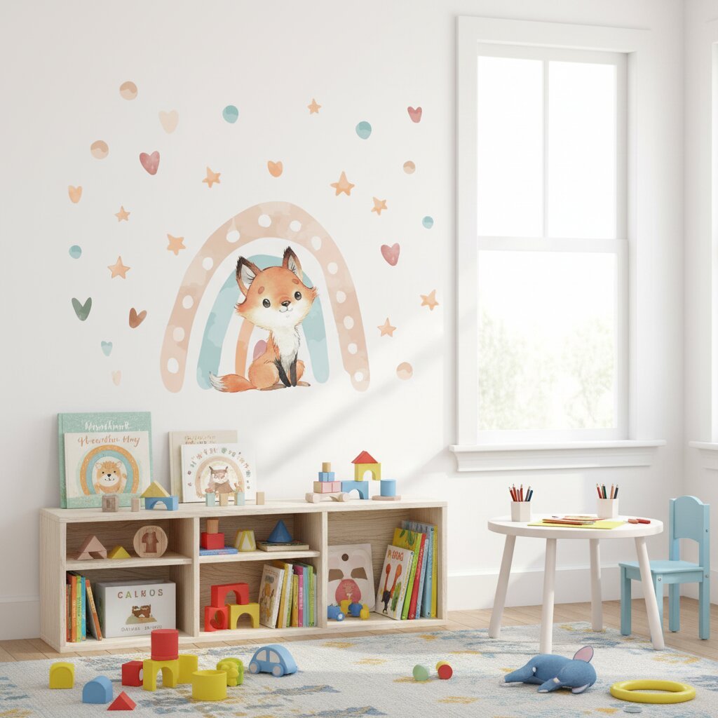 Stickers Muraux Arc - en - Ciel Aquarelle – Chambre Bébé Pastel - Choupinoo