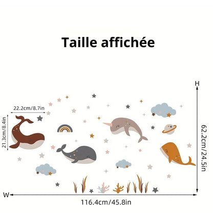 Stickers muraux chambre baleines - Choupinoo