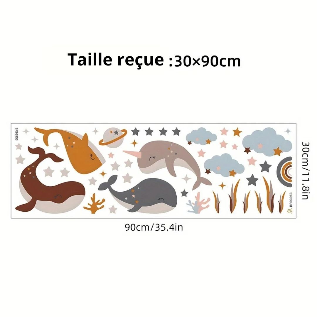 Stickers muraux chambre baleines - Choupinoo