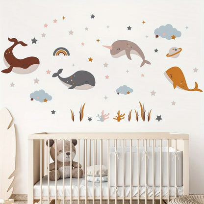 Stickers muraux chambre baleines - Choupinoo